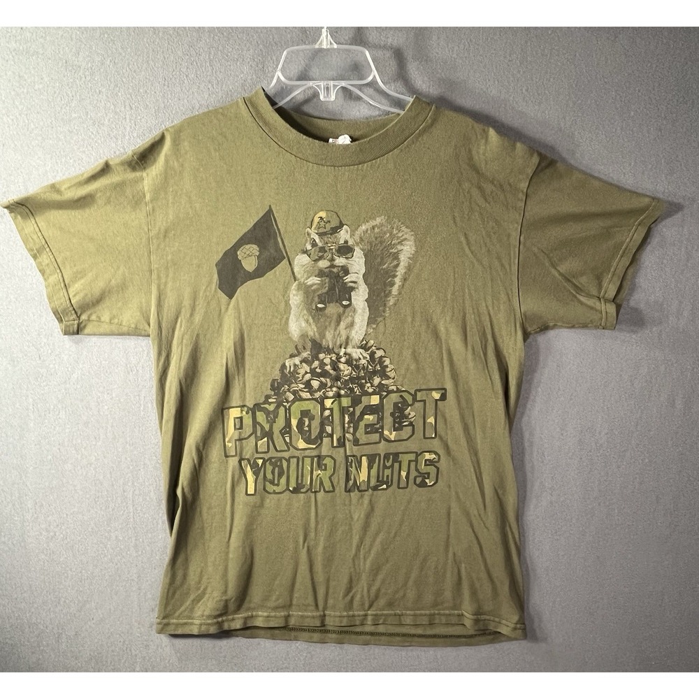 VTG Protect Your Nuts T Shirt Y2K Humor Funny M AAA Alstyle Soldier Army RARE - Picture 1 of 6